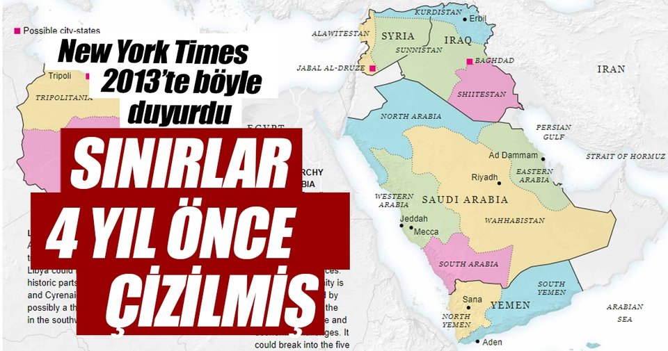 New York Times Ortadoğu’nun sınırlarını yeniden çizdi; Türkiye’yi böldü